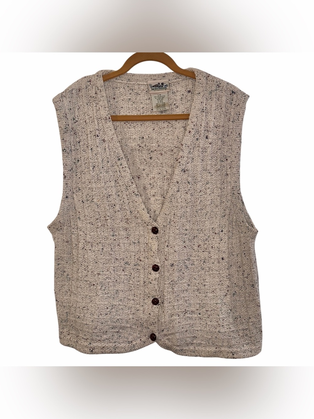 Vtg Northern Reflections Women’s Sweater Vest Size Lg Classic Cream Button-Front